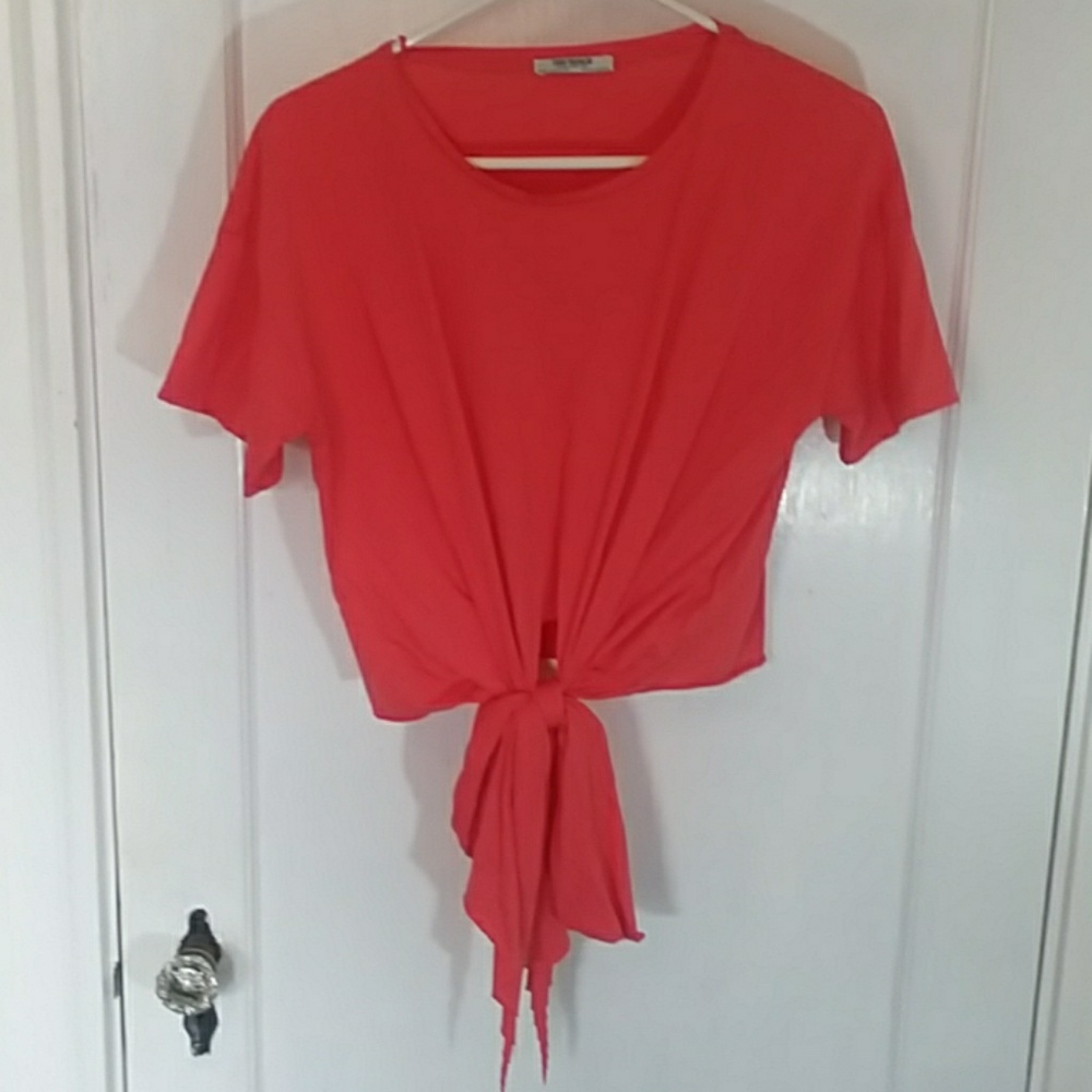 Zara Trafaluc | Peachy Pink Tie Up Top